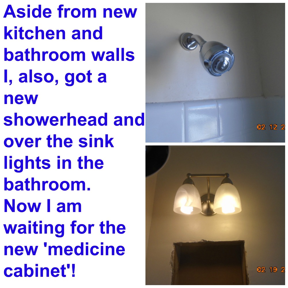 Bathroon lights and showerhead collage